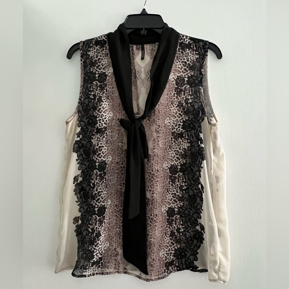 Sheer flowy dressy work wear tank with tie